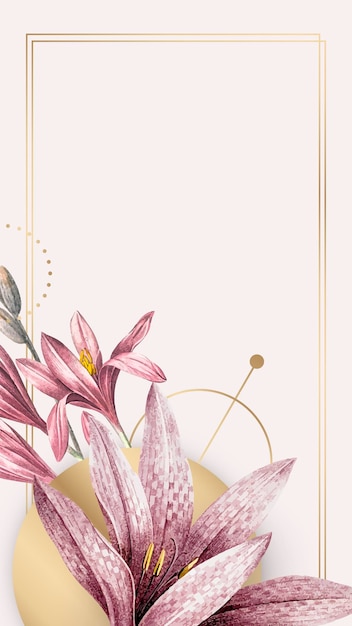Motivo amarilli rosa con cornice dorata vettore