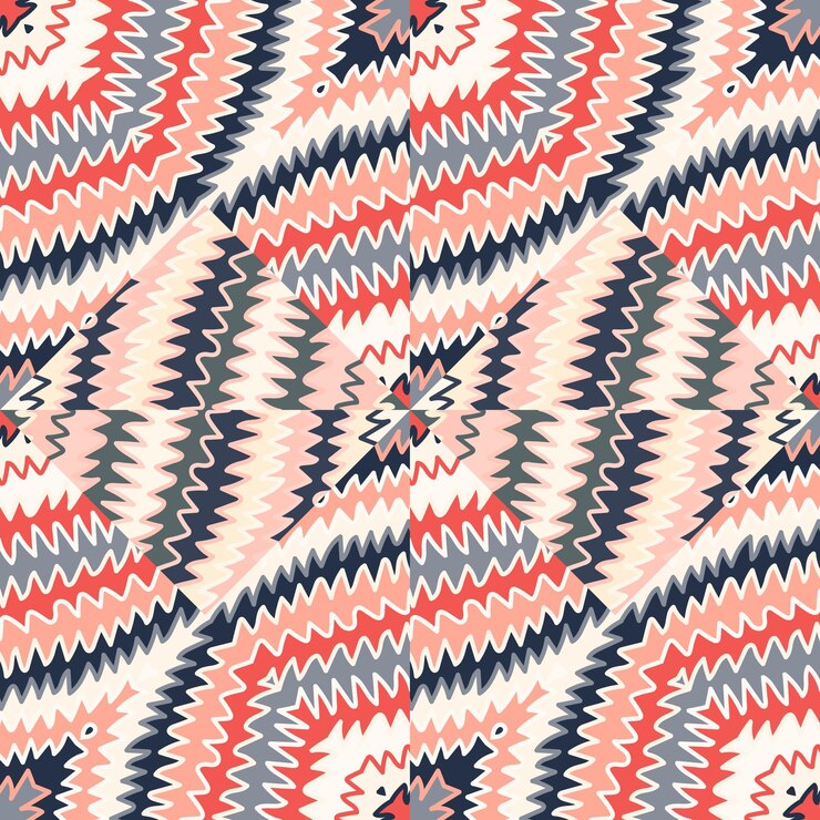 Motivo astratto a strisce a zig zag senza cuciture Linee di schizzo disegnate a mano Carta da parati senza fine Sfondo etnico a onde decorative