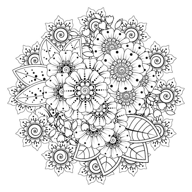 Vettore motivo circolare a forma di mandala per henna, mehndi, tatuaggio, decorazione. pagina del libro da colorare.