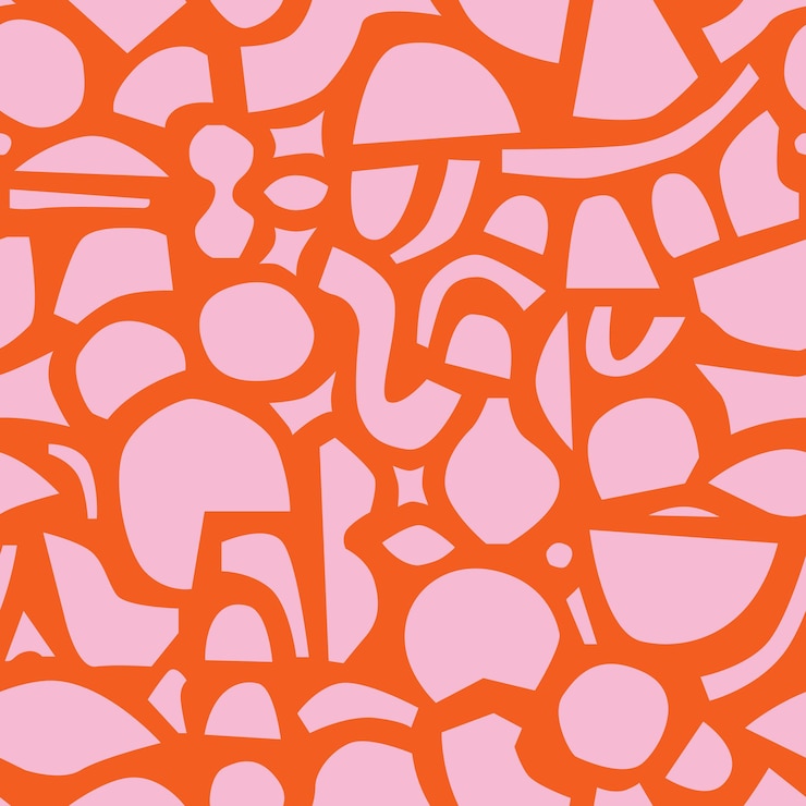 Motivo contemporaneo senza cuciture con forme geometriche semplici nei colori rosa e rosso