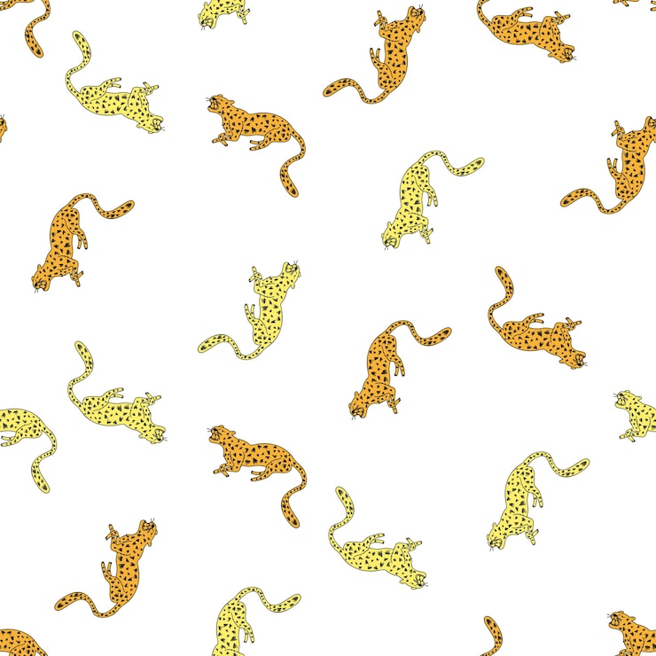 Vettore motivo decorativo senza cuciture con leopardo carino doodle carta da parati infinita ghepardo disegnata a mano