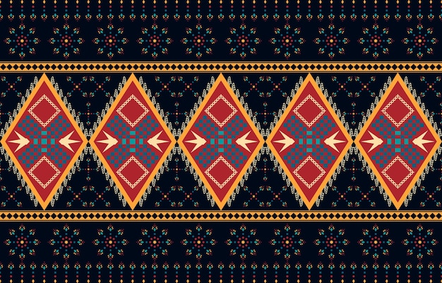 Motivo etnico geometrico Motivo etnico senza cuciture Design per tessuto aziendale tenda sfondo tappeto carta da parati abbigliamento avvolgimento Tessuto batik Illustrazione vettoriale