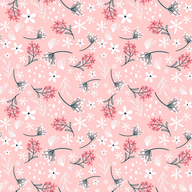 Motivo floreale con fiori e foglie. Modello carino con piccoli fiori.