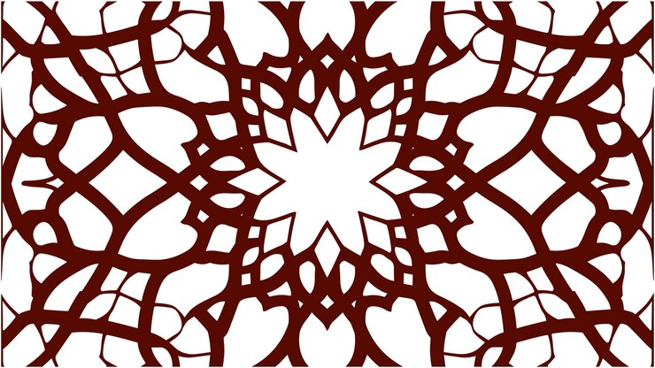 Vettore motivo floreale e stellare senza cuciture in design monocromatico ispirato all'arabo