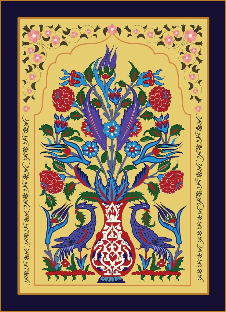 motivo floreale mughal indiano senza cuciture bellissimo confine mughal con confini di supporto per digitale