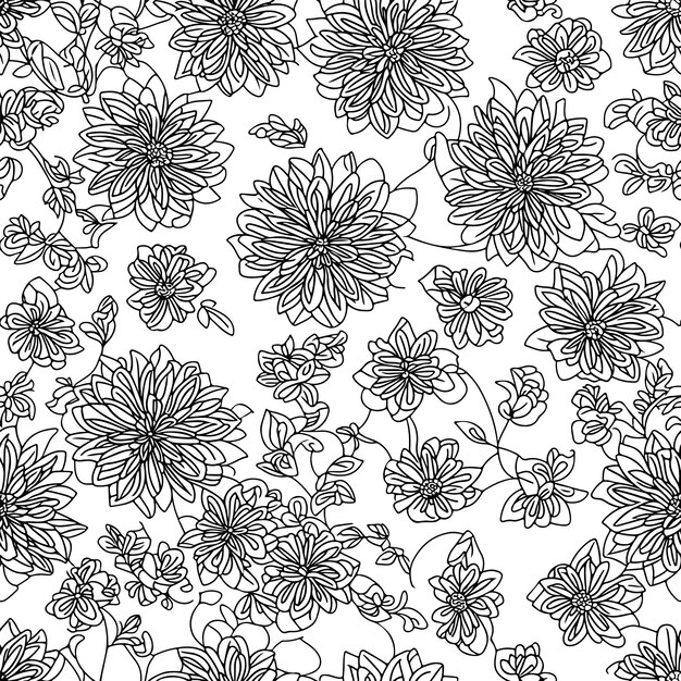 Motivo floreale senza soluzione di continuità Linee di fiore diagonale motivo di sfondo Modello di linea Illustrazione vettoriale