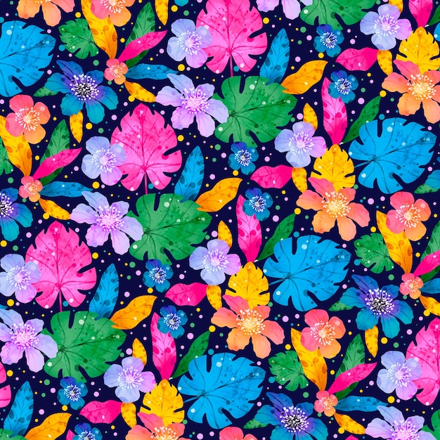 Motivo floreale tropicale colorato disegnato a mano