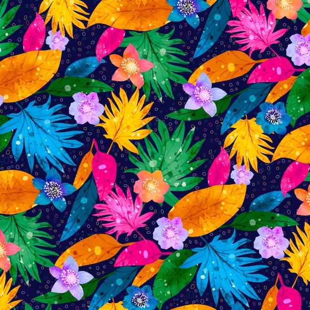 Motivo floreale tropicale colorato disegnato a mano