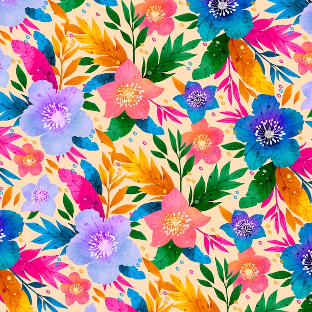 Motivo floreale tropicale colorato disegnato a mano