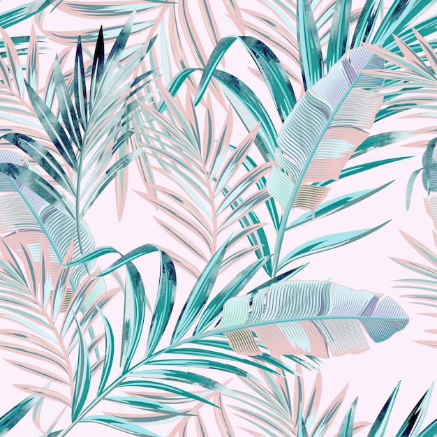 Motivo floreale vettoriale di moda con foglie di palma tropicali
