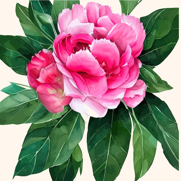 Motivo floreale vintage senza cuciture con peonie di fiori rosa e foglie verdi