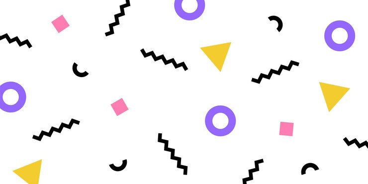 Vettore motivo geometrico colorato in stile memphis su sfondo bianco