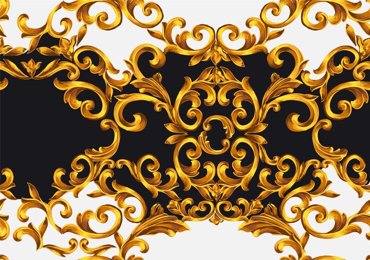 Motivo in stile barocco oro senza soluzione di continuità