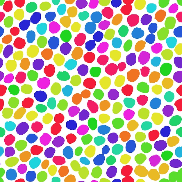 Motivo irregolare a punti arcobaleno Sfondo disegnato a mano senza soluzione di continuità Stampa grafica vettoriale
