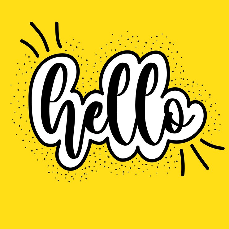 Motivo moderno con scritta "Hello".