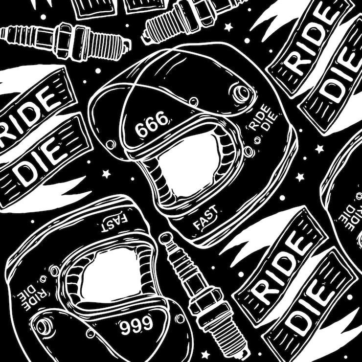 Vettore motivo motociclistico retrò