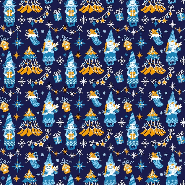 Motivo natalizio per l'abbigliamento da parati in tessuto da imballaggio in tessuto Vector Fairy elve S