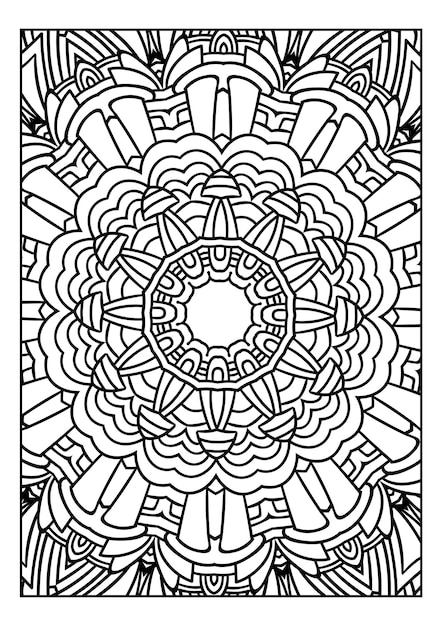 Motivo ornamentale centrino rotondo con elementi floreali per libro da colorare per disegno di camicia per adulti o tatuaggio Mandala in bianco e nero