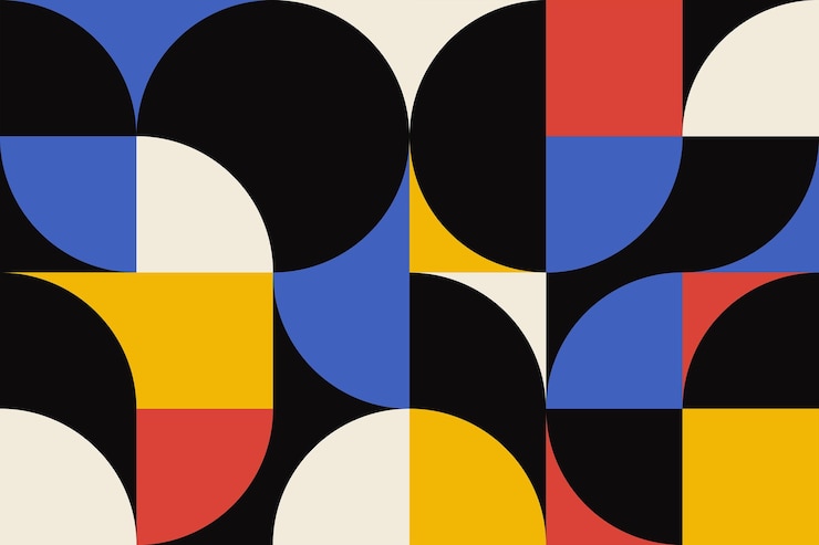 Vettore motivo senza cuciture a mosaico abstact con forme a semicerchio colorate sfondo piastrellabile geometrico