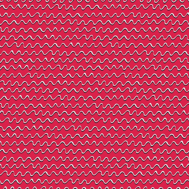 Motivo simile a un oscillogramma senza soluzione di continuità con linee curve Colore dell'anno Viva Magenta Motivo ripetuto e ripetuto disegnato a mano realizzato con pennarello per la progettazione di superfici e altri progetti di design