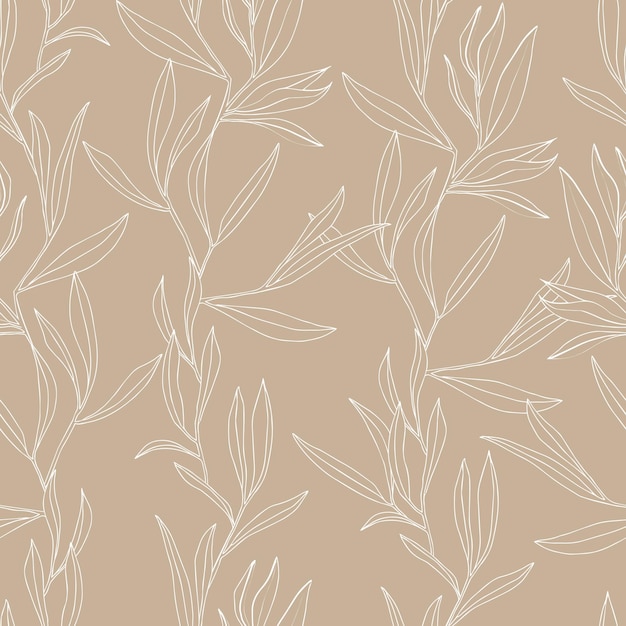 Motivo vettoriale senza cuciture con foglie Illustrazione botanica per carta da parati tessuto tessile abbigliamento cartoline di carta