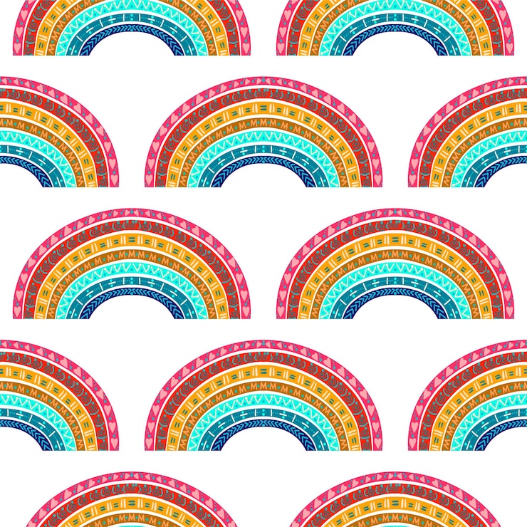 Vettore motivo vettoriale senza cuciture degli arcobaleni di doodle elemento decorativo colorato per carte adesivi per carta da parati scarpbook stampe tessili
