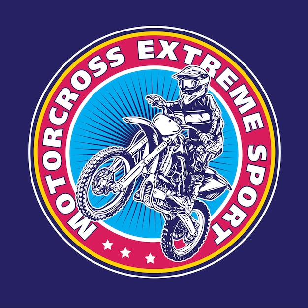 Motocross Extreme Sport Logo emblema stile vettoriale