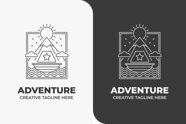 Mountain Sun Adventure Monoline Logo