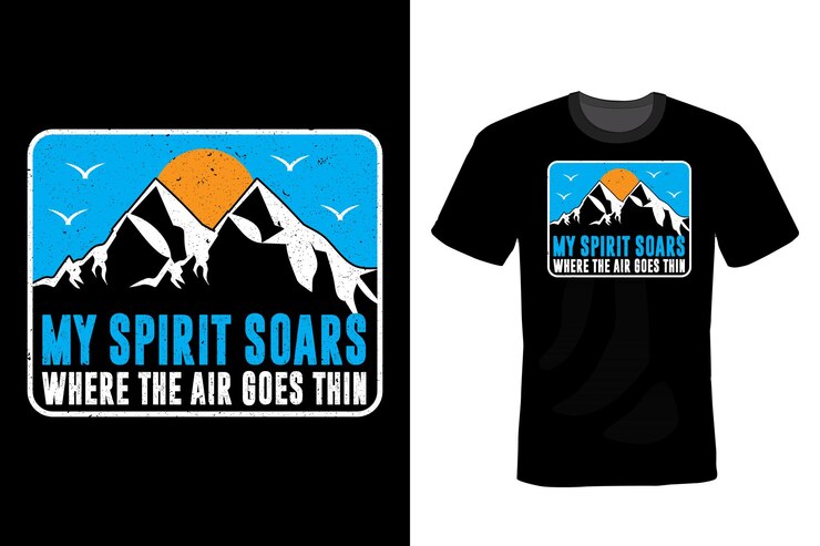 Vettore mountain t-shirt design, tipografia, vintage