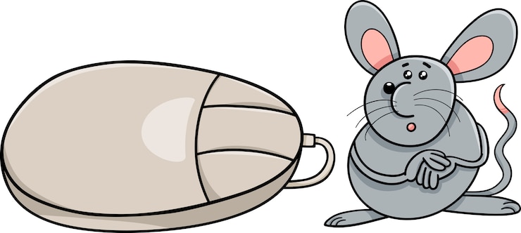 Vettore mouse del computer e cartone animato di roditore reale