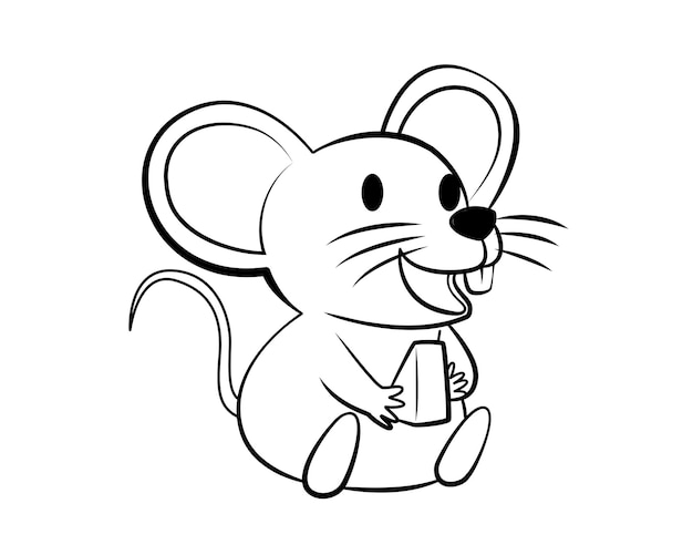 Mouse simpatico cartone animato isolato su uno sfondo bianco Illustrazione vettoriale