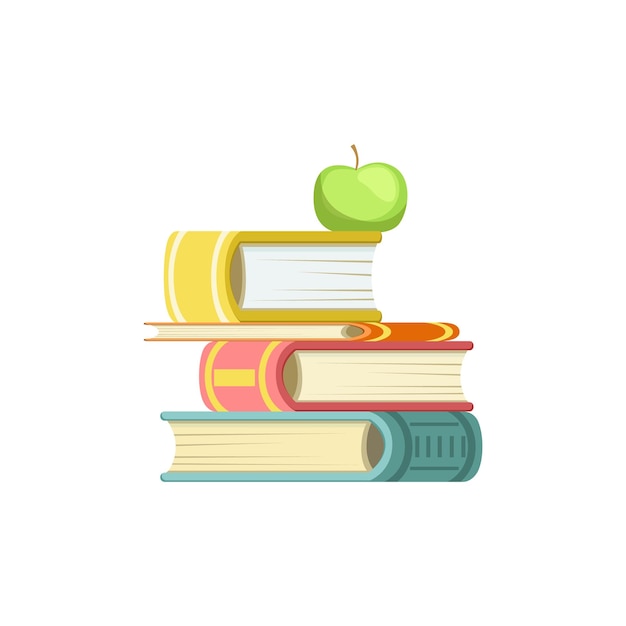 Mucchio Di Libri Spessi Con Una Mela In Cima