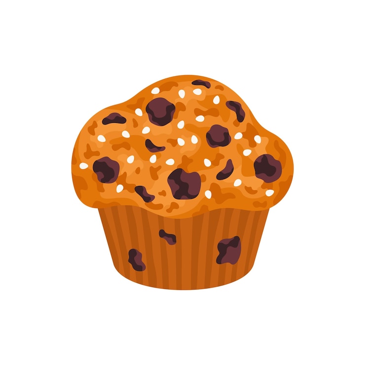 Vettore muffin con illustrazione vettoriale di uvetta muffin tradizionale delizioso panificio