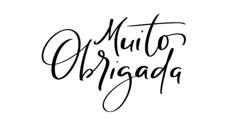 Vettore muito obrigada testo scritto a mano grazie mille in lingua portoghese inchiostro