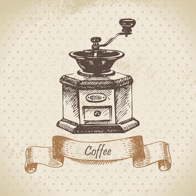 mulino da caffè. Illustrazione disegnata a mano