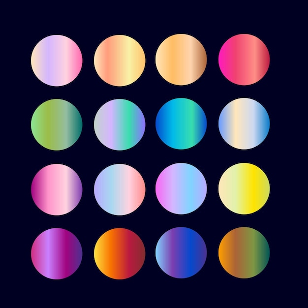 Multicolore Pallet di gradienti lucidi campioni di catalogo set di gradienti colorati alla moda