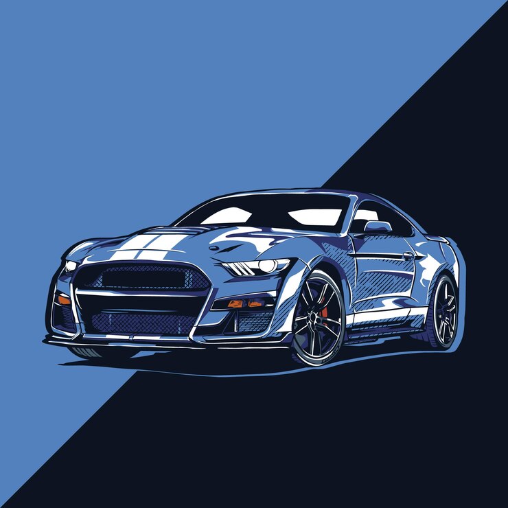 Muscle car americana vettoriale con stile disegnato a mano
