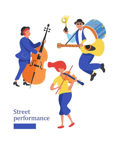 Musicista di strada. Sassofonista, violinista, chitarrista, ballerini. Spettacolo di strada.