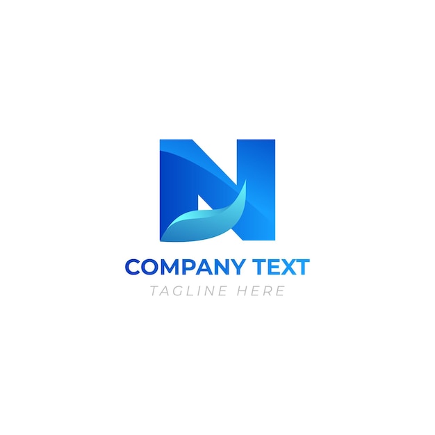 n logo astratto a lettera in colore gradiente blu