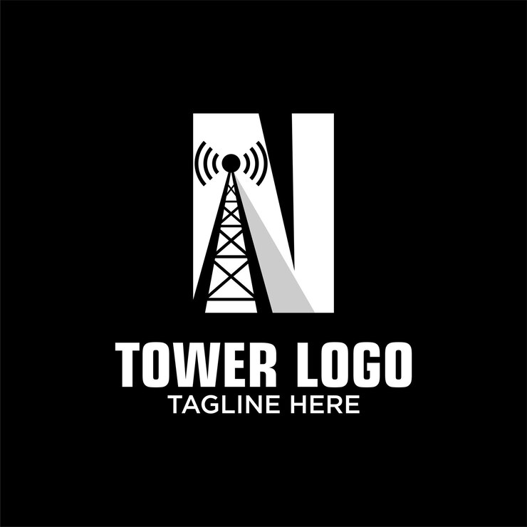 Vettore n torre logo design template ispirazione lettera illustrazione vettoriale