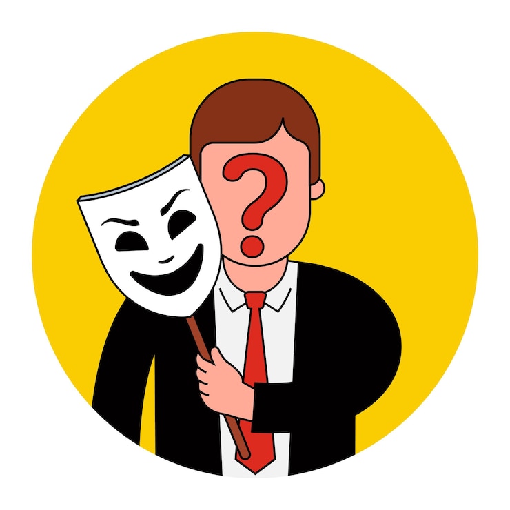 Vettore nascondi la tua faccia dietro una maschera nascondi la tua identità nel completo anonimato