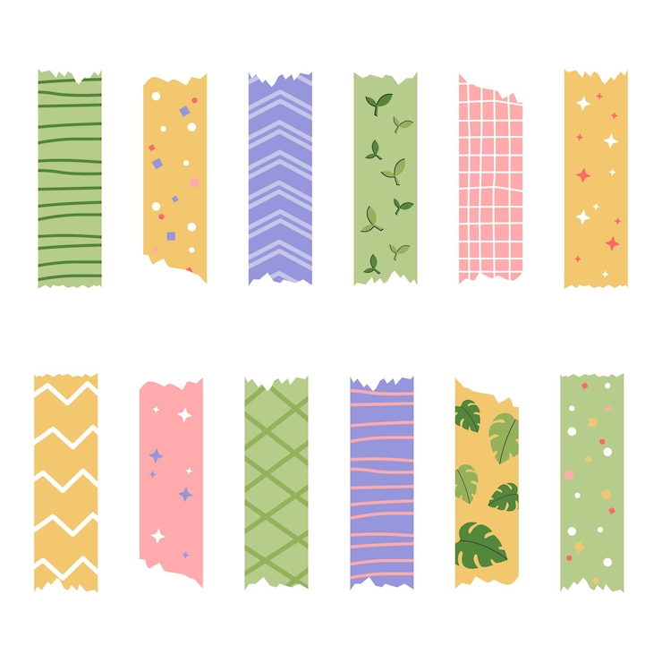 Vettore nastro decorativo colorato mini adesivo washi decorazione illustrazione vettoriale
