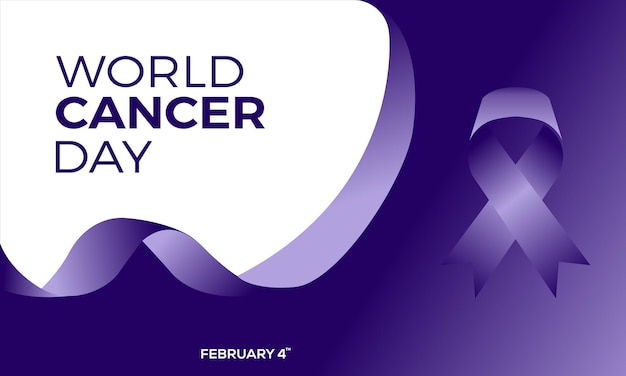 Nastro della giornata mondiale del cancro sfumato viola piatto