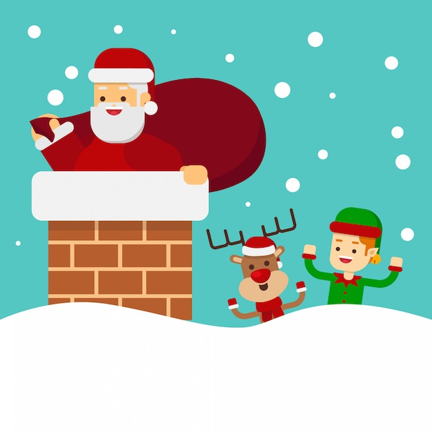Natale! Babbo Natale nel camino.