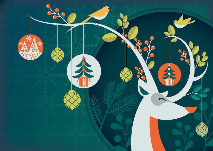 Vettore natale decorazione antilope vettore