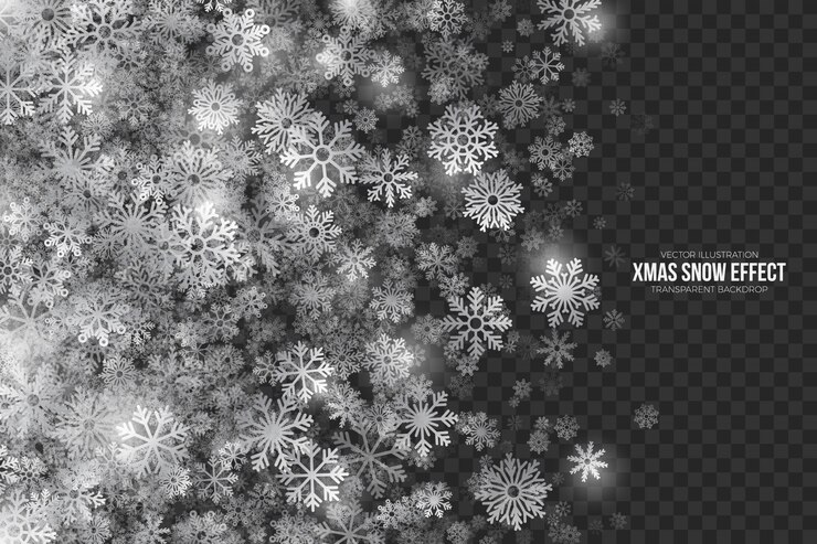 Vettore natale effetto neve su sfondo trasparente
