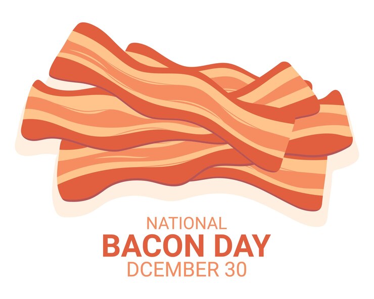 Vettore national bacon day pancetta fritta 30 dicembre di ogni anno illustrazione vettoriale