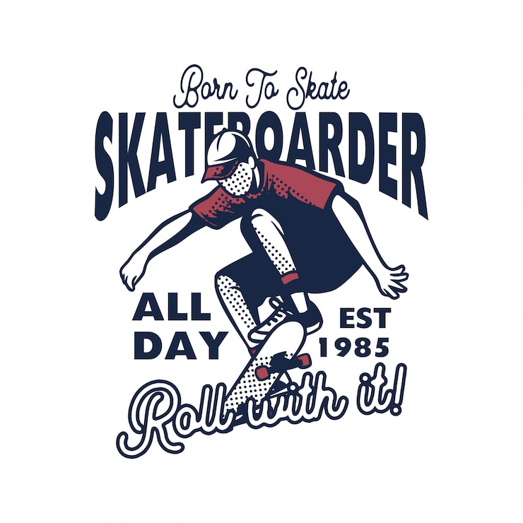 Vettore nato per pattinare tutto il giorno illustrazione di skate