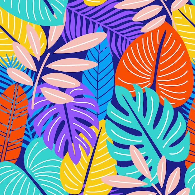 natura colorata lascia al neon Seamless pattern