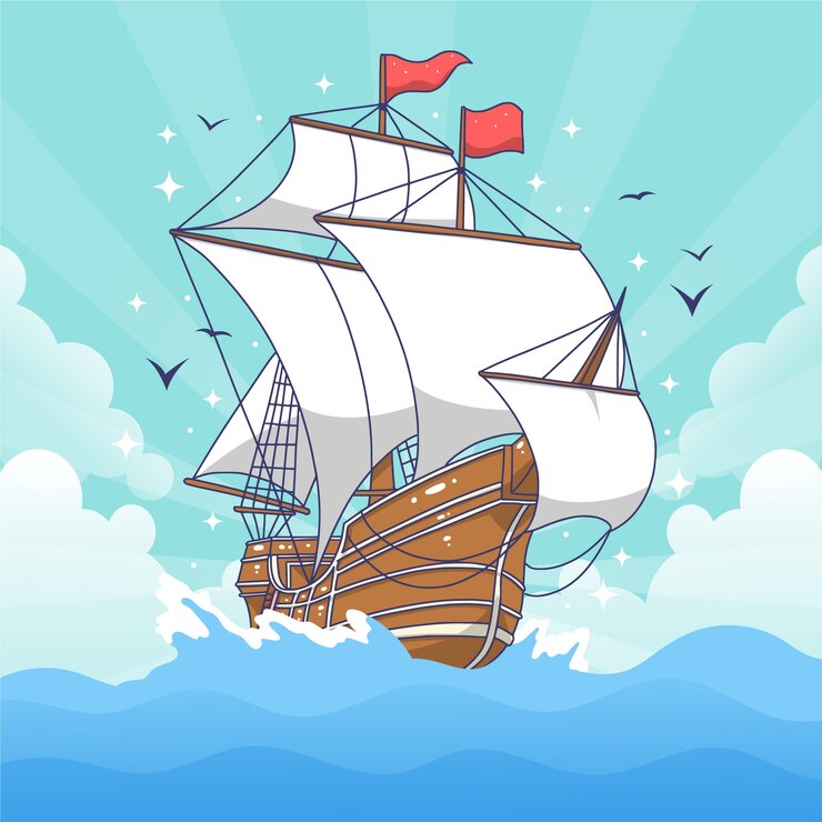 Nave pirata tradizionale disegnata a mano
